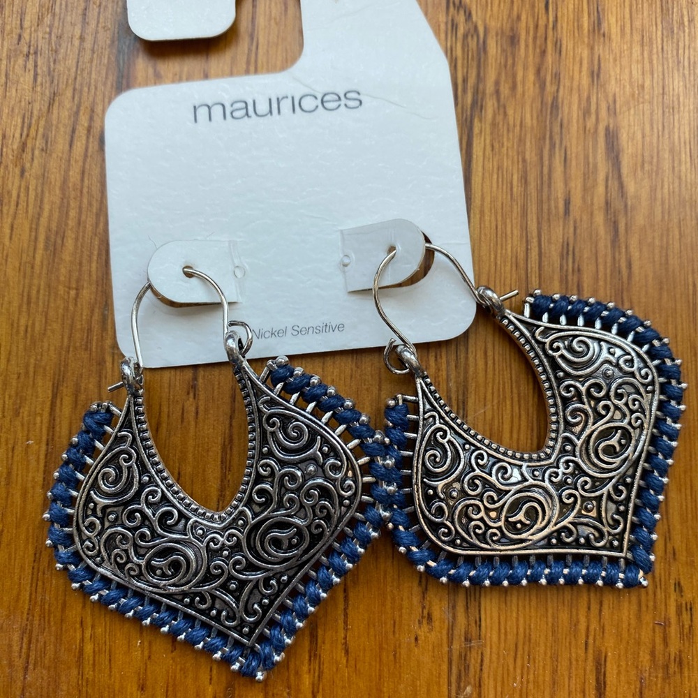 Maurices Elegant Silver and Blue Earrings